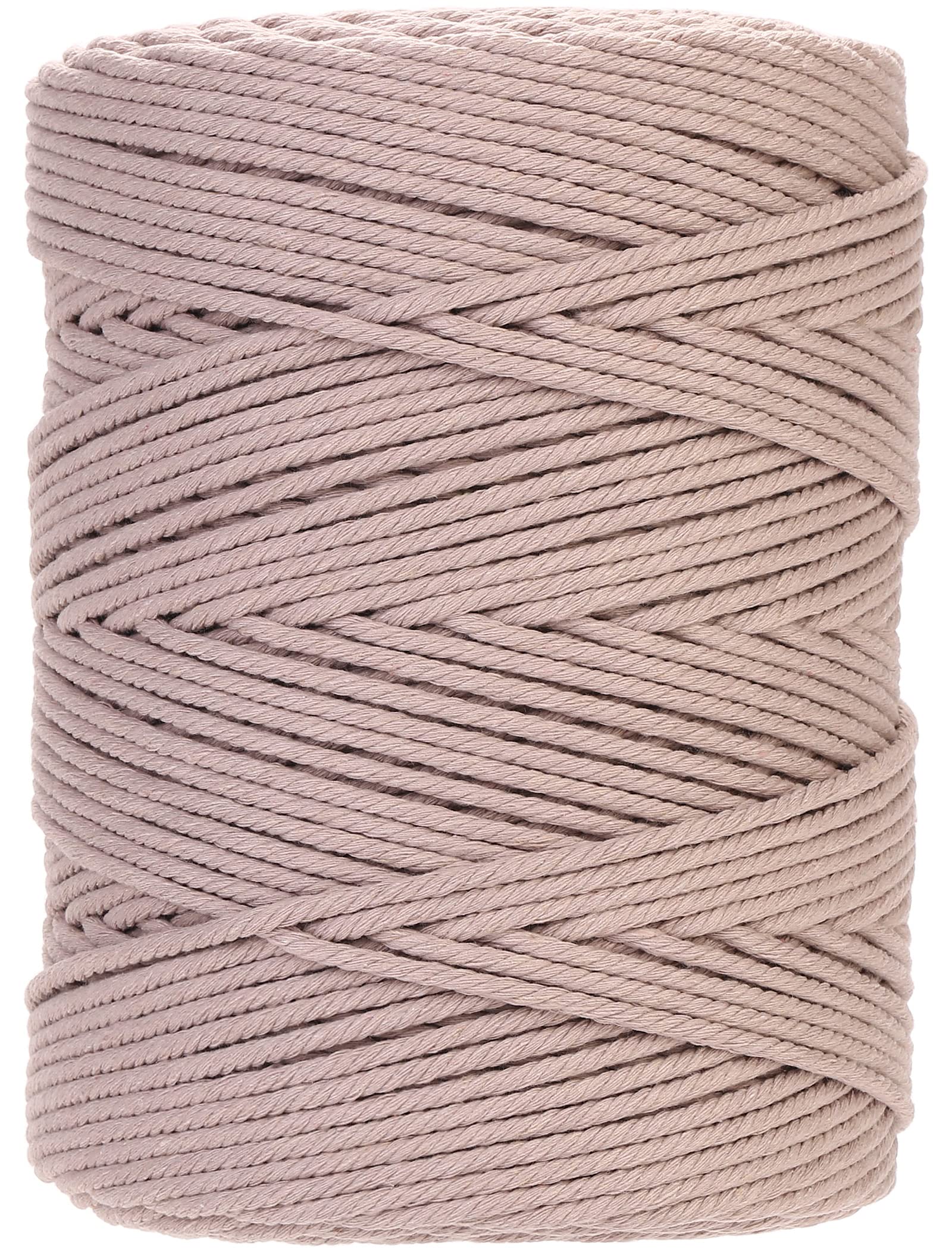 GOHOF 4mm x 300m Premium Cotton Macrame Rope, 4 Strand Twisted Soft Cotton Cord, Perfect for Macrame Art, Warm Gray