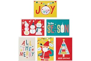 Hallmark Festive Fun Boxed Christmas Card Assortment (36 Cards and Envelopes) Red, Green, Yellow, Snowmen, Santa