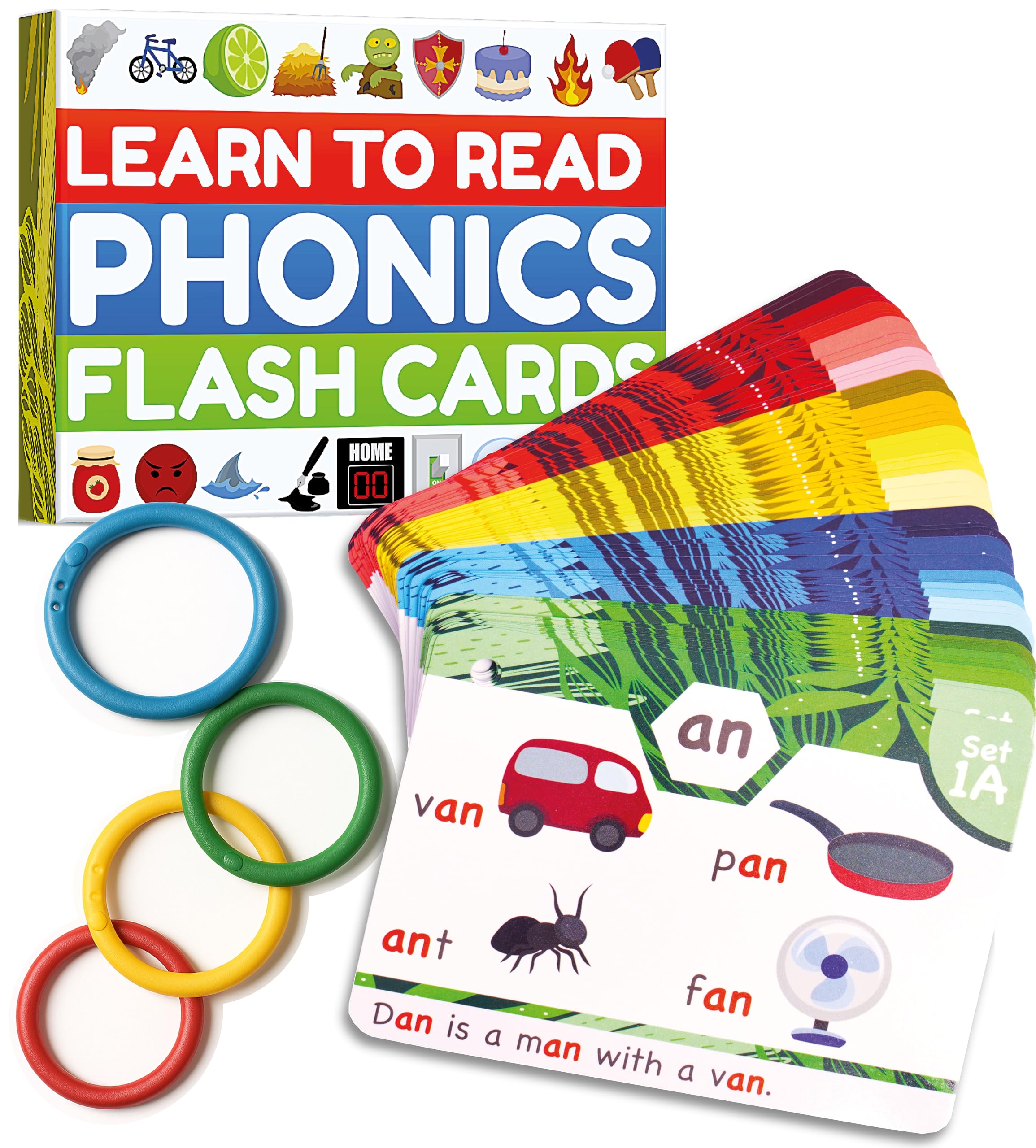 Phonics Flash Cards - Learn to Read in 20 Phonic Stages - Step by Step Learning for Reception Year 1 2 & 3 - Education for Kids Ages 4-8 — image 1