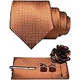 JEMYGINS Mens Tie and Pocket Square,Lapel Pin,Cufflinks,Tie Clip Sets with Gift Box 5PCS