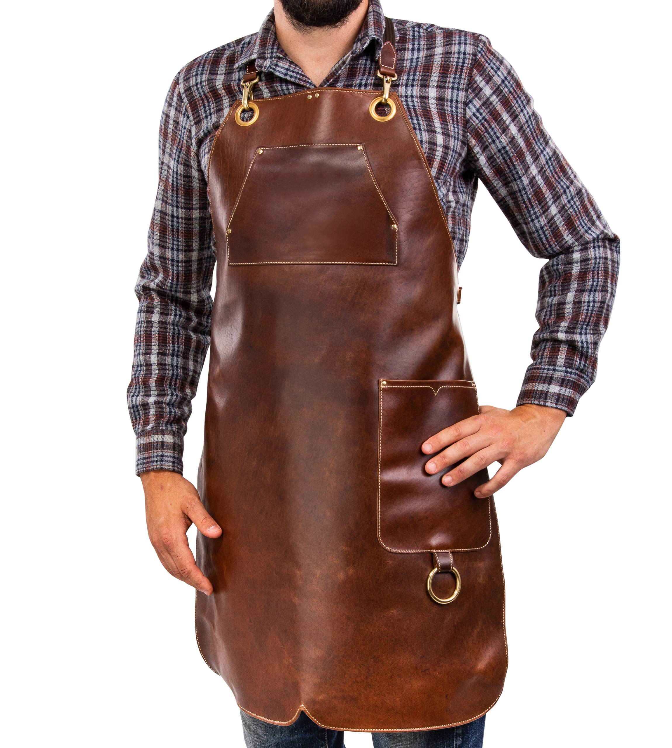 Premium Leather Apron Stoke - Full Leather Grill Apron - Vintage Leather Apron BBQ & Kitchen & Bar(L-XL)