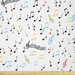 Ambesonne Music Fabric by The Yard, Symbolic Music