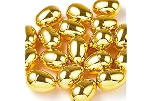 JOYIN 36Pcs Gold Easter Eggs, 2.3" Metallic Plastic Empty Eggs Fillable for Easter Hunt Supplies, Basket Stuffers, Toys Filling Treats, Party Favor