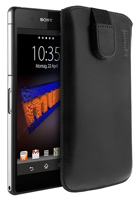 mumbi ECHT Ledertasche für Sony Xperia Z2 Tasche Leder Etui (Lasche mit Rückzugfunktion Ausziehhilfe)