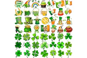 EGMBGM 49 PCS St. Patrick's Day Tattoos Stickers For Kids Women Men, 3D Green Shamrock Temporary Tattoos St Patricks Day Irish Party Favor, Saint Patricks Day Accessories Lucky Clover Tattoos Adults
