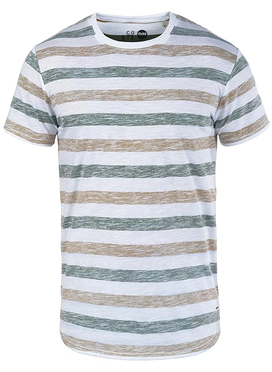 !Solid TET Herren T-Shirt Kurzarm Shirt Mit Streifen Und Rundhalsausschnitt