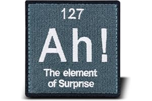 backtime Ah! The Element of Surprise Embroidered Patch, Morale Patch with Hook Fastener Backing, Funny Applique Humor Patch Military for Backpacks, Vests, Helmet