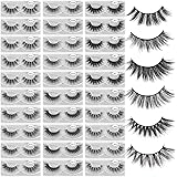 MAGEFY 30 Pairs 6 Styles Faux Mink Eyelashes, Natural Look to Dramatic Fluffy False Eyelashes, Handmade Reusable Soft Fake Ey