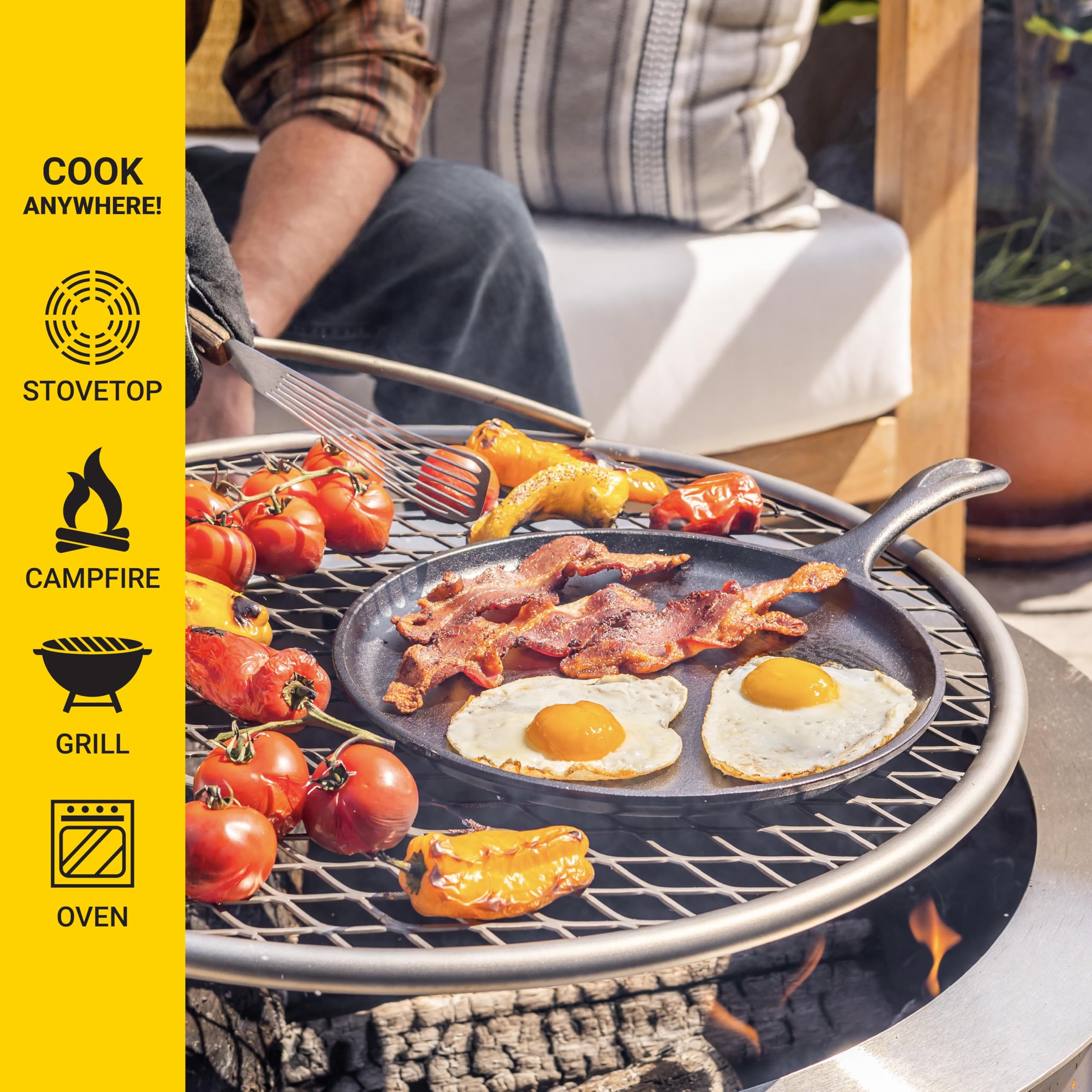 Lodge L9OG3 Cast Iron Round Griddle, Pre-Seasoned, 10.5-inch - Made in USA, Compatible with Stovetop, Oven, Grill & Campfire