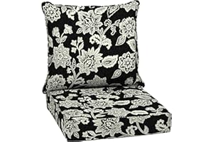 ARDEN SELECTIONS Arden Outdoor Deep Seat Cushion Set, 24 in x 24 in, Weather-Proof, Rain-Proof, Fade Resistant Patio Cushion for Chair, Sofa, and Couch Ashland Black Jacobean