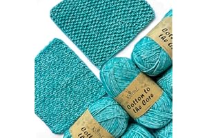 KnitPal Cotton to The Core Soft Cotton Yarn for Crocheting, 78% Cotton and 22% Acrylic - Soft Baby Yarn for Crocheting - 3 DK Weight Cotton Yarn for Knitting - 6 Skeins, 852yds/300g (Cyan Blue)