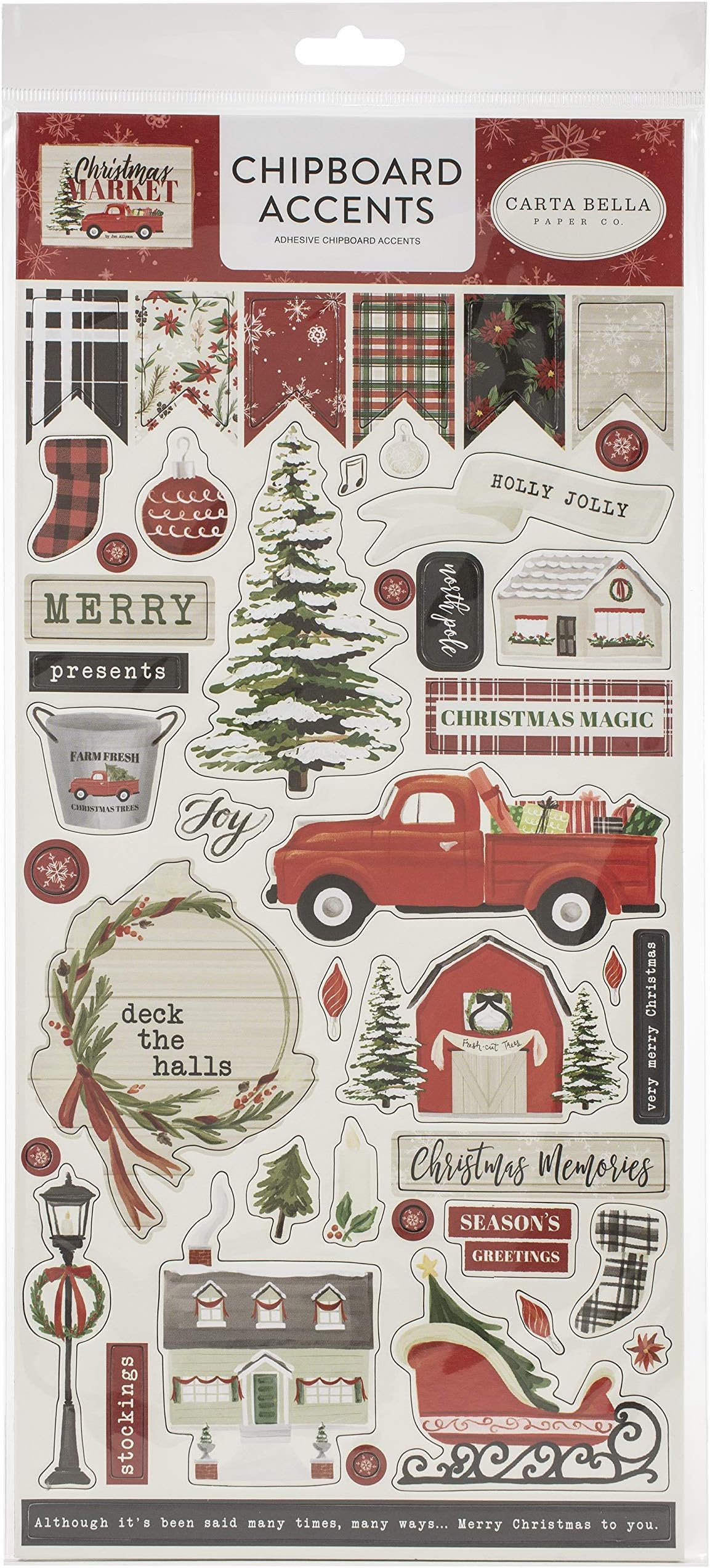 Carta Bella Christmas Market Self Adhesive Chipboard Accents Stickers CM106021