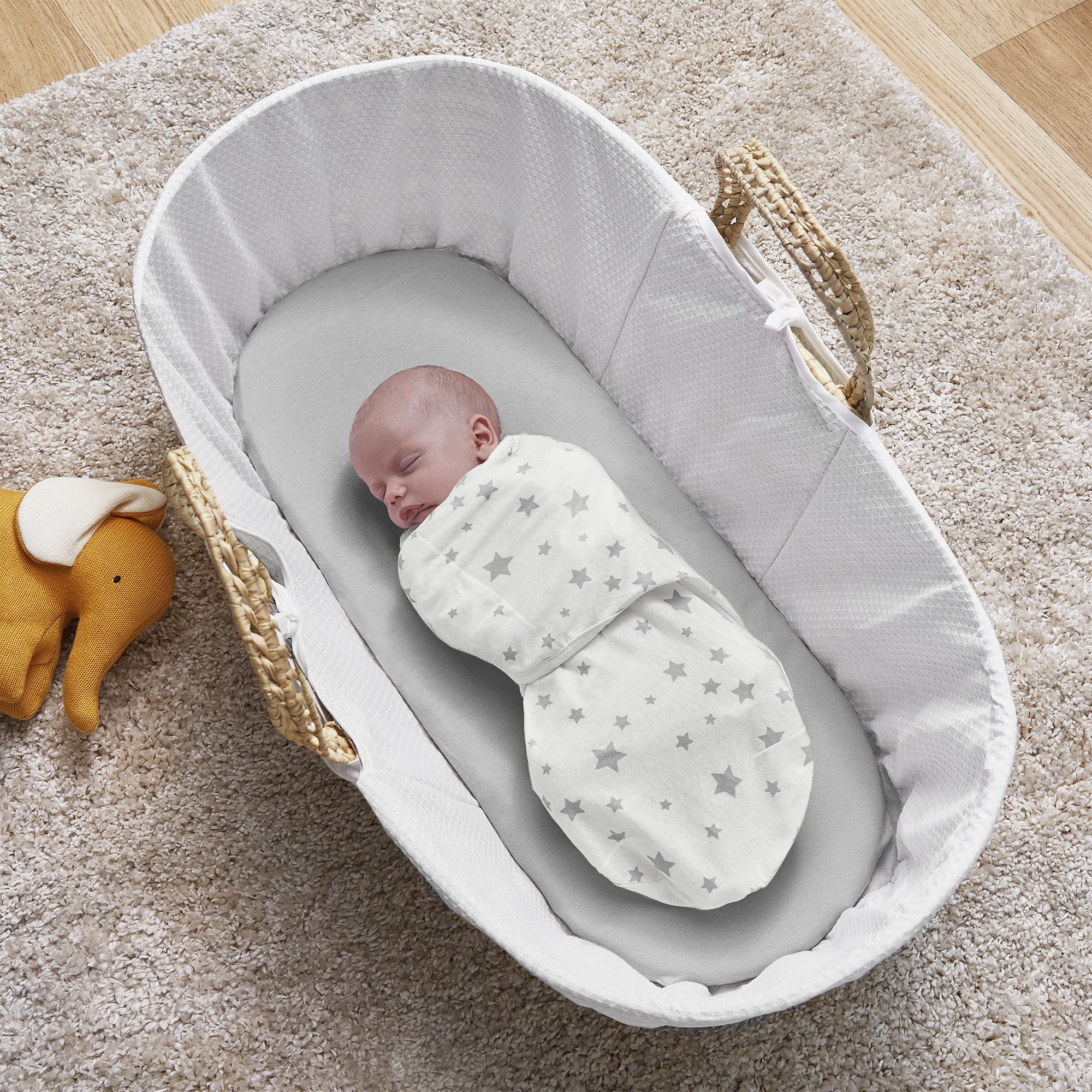 Silentnight Safe Nights Swaddle Wraps Pack of 3 - Baby Clothing 0-3 Months Babies Wrap Hamper Newborn Essentials - Baby Items New Born Baby Blanket - Grey and White Colours, Grey Stars