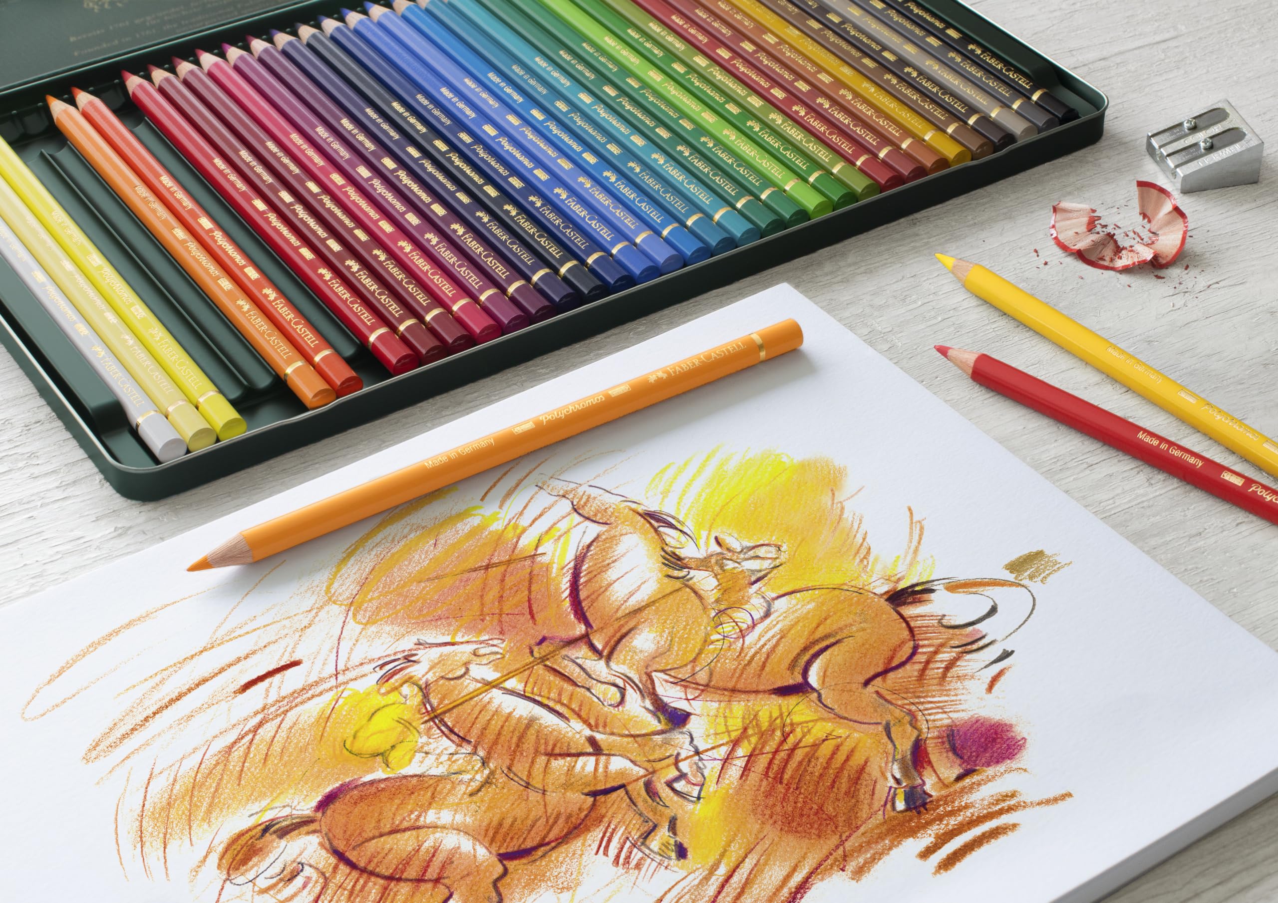 Faber-Castell Polychromos Artists' Color Pencils - Tin of 60 Colors - Premium Quality Artist Pencils