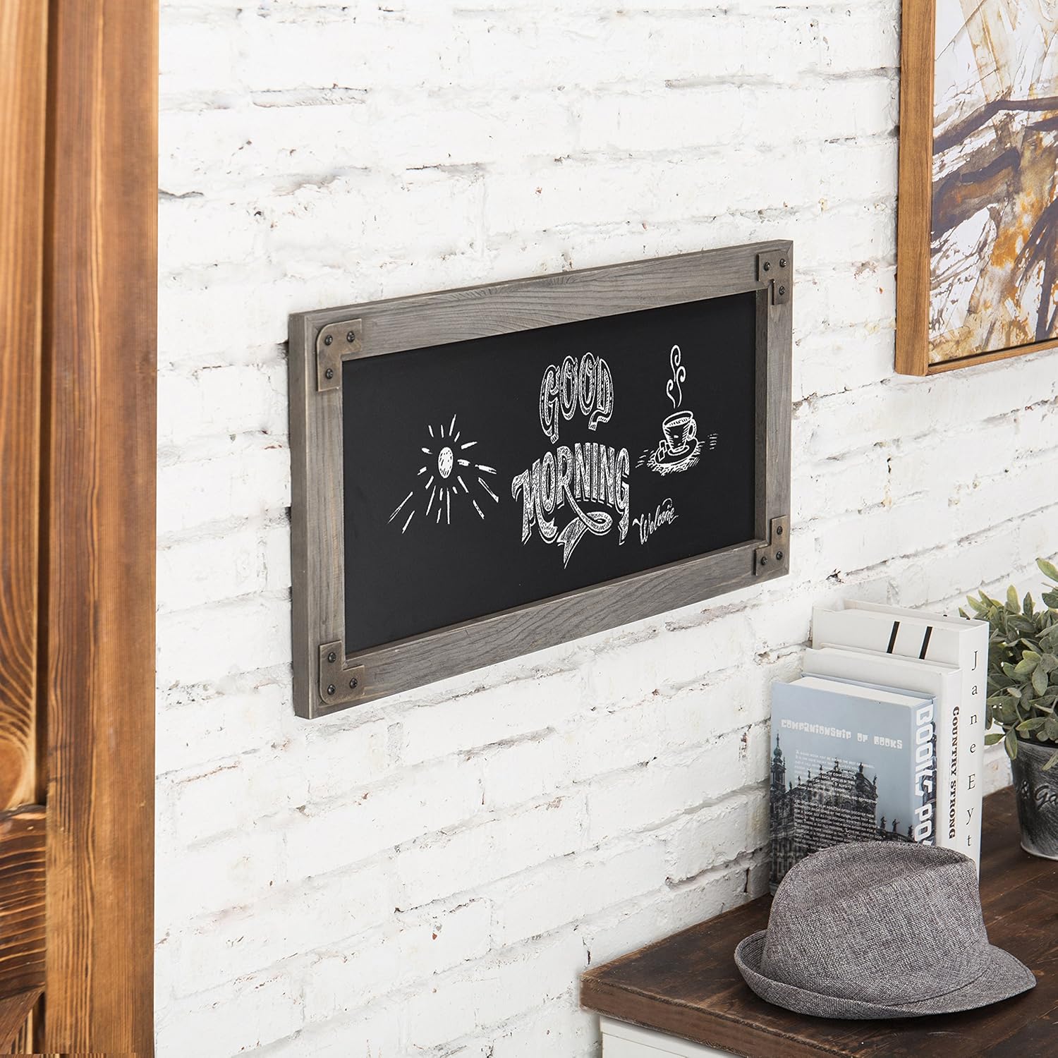 MyGift Rustic 25-Inch Wall-Mounted Chalkboard Sign with Gray Wood Frame: Kitchen & Dining