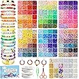 Redtwo 23200 Pcs Clay Beads Bracelet Making Kit 144 Colors 7 Boxes Flat Polymer Heishi Beads Set for Friendship Jewelry Making with Pendant Charms Crafts Gifts for Girls Ages 6-12 Kids Adults