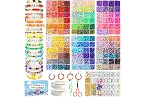 Redtwo 23200 Pcs Clay Beads Bracelet Making Kit 144 Colors 7 Boxes Flat Polymer Heishi Beads Set for Friendship Jewelry Making with Pendant Charms Crafts Gifts for Girls Ages 6-12 Kids Adults