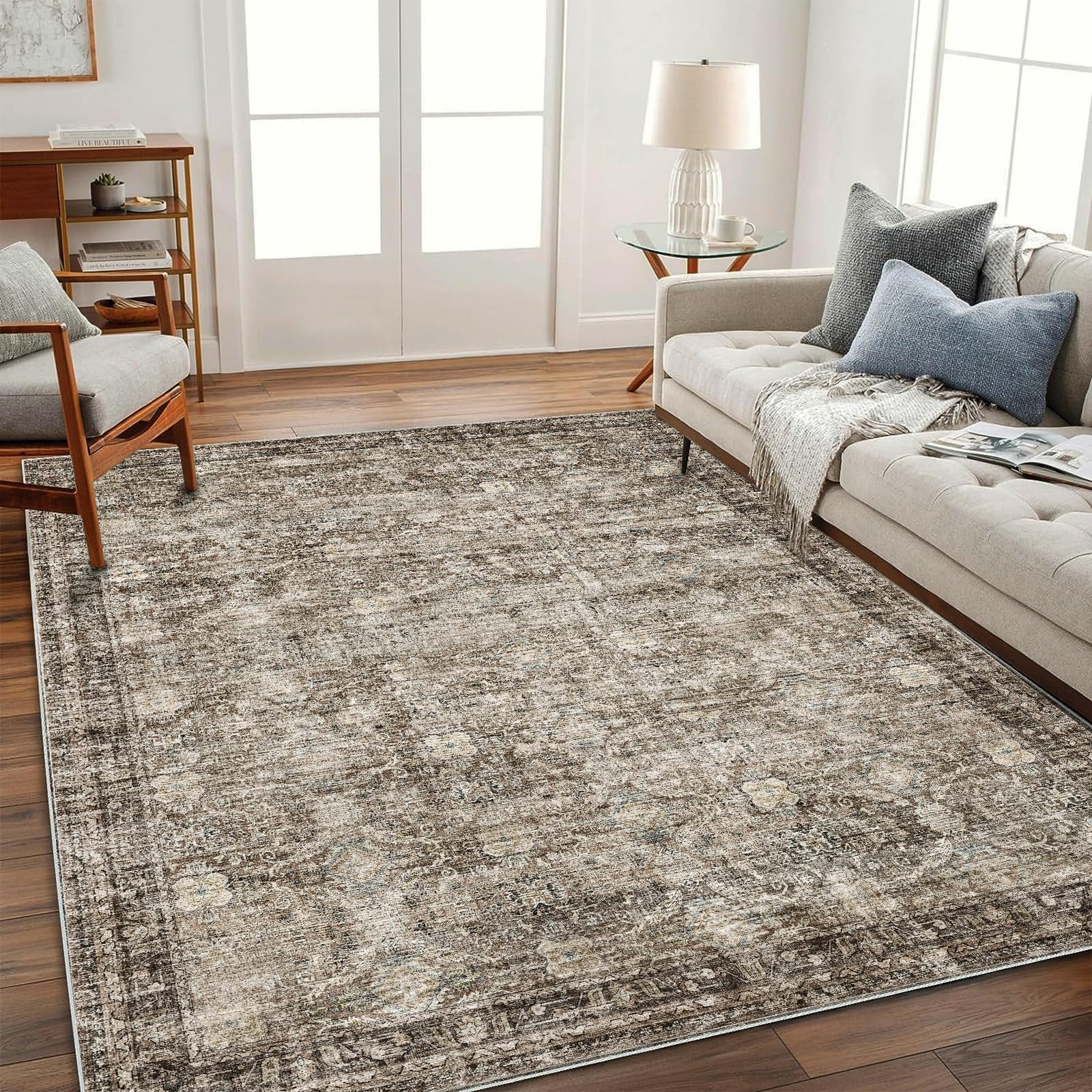 Photo 1 of ****SIMILAR PRODUCT*** CHAMPLANT Washable Area Rug 4'x6' Vintage Traditional Floor Cover Foldable Thin Rugs Retro Kitchen Indoor Distressed Non Slip Carpet Floral Print Mat Bedroom Living Room
