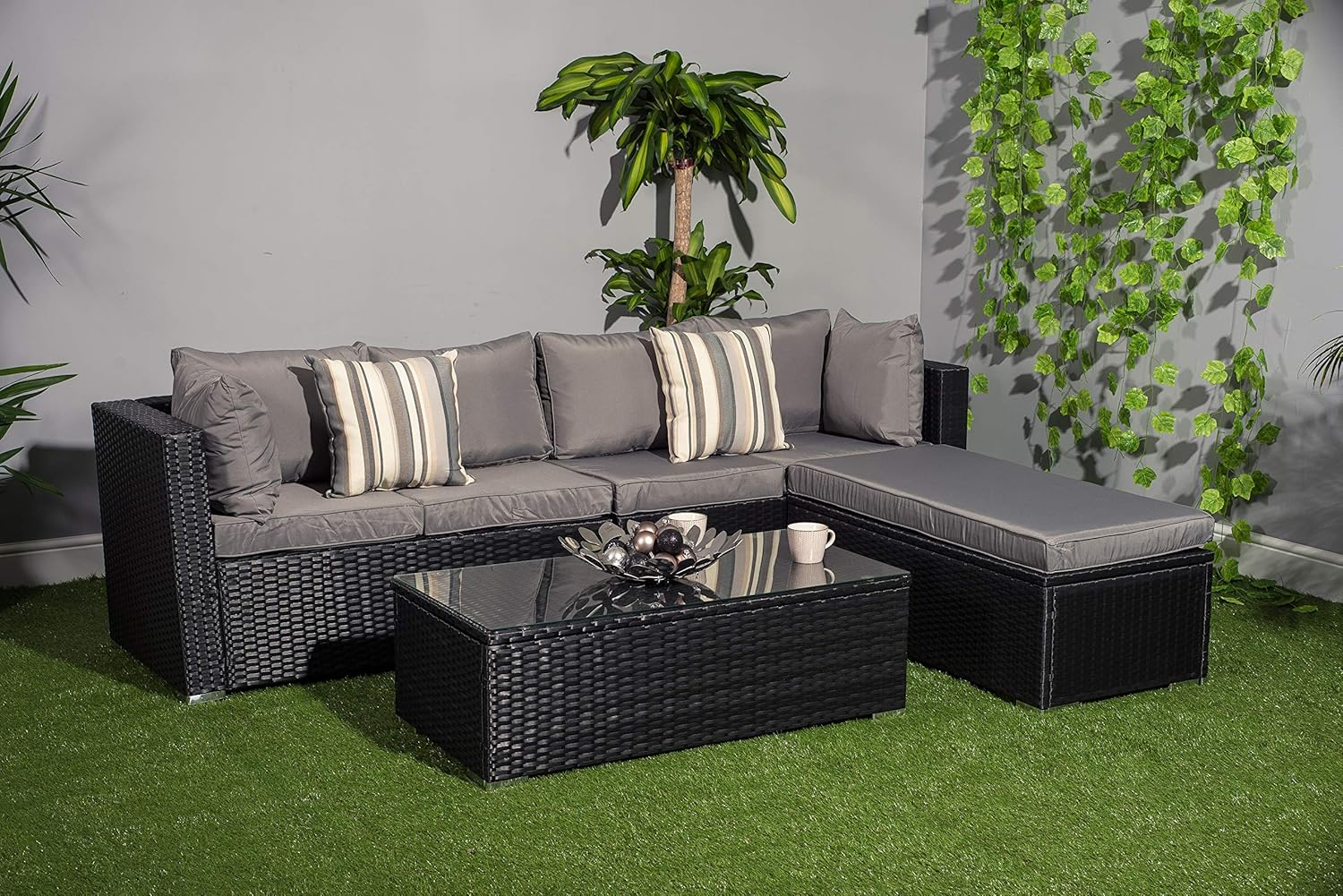YAKOE Garden Furniture 3 in1 Function Sofa Set, Black Amazon.co.uk