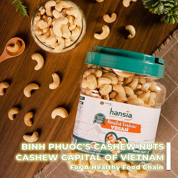 HANSIA ROASTED CASHEW VEGAN, DRY ROASTED UNSALTED SUPERFOOD, FRESH, HEALTHY, LOW SODIUM SNACKS, RICH OF PROTEIN & NATURAL FIBER, PROTEIN, VITAMIN AND IRON |GIFT GIVING (ROASTED CASHEW, 2.2 POUNDS (PACK OF 1))