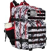 Lovelinks21 45L Tactical Assault Backpack 3 day assault pack with Molle Waterproof backpack Rucksack for Tactical Backpacks (Black White Red)