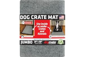Drymate Dog Crate Mat Liner, Absorbs Urine, Waterproof, Non-Slip, Washable Puppy Pee Pad for Kennel Training - Use Under Pet Cage to Protect Floors, Thin Cut to Fit Design (USA Made) (LGrey)(29"x50")
