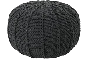Christopher Knight Home Agatha Knitted Cotton Pouf, Dark Grey Small