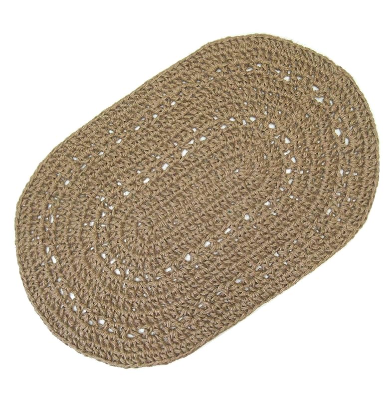 Thick Oval Area Jute Rug Crocheted by Hand 27" x 40