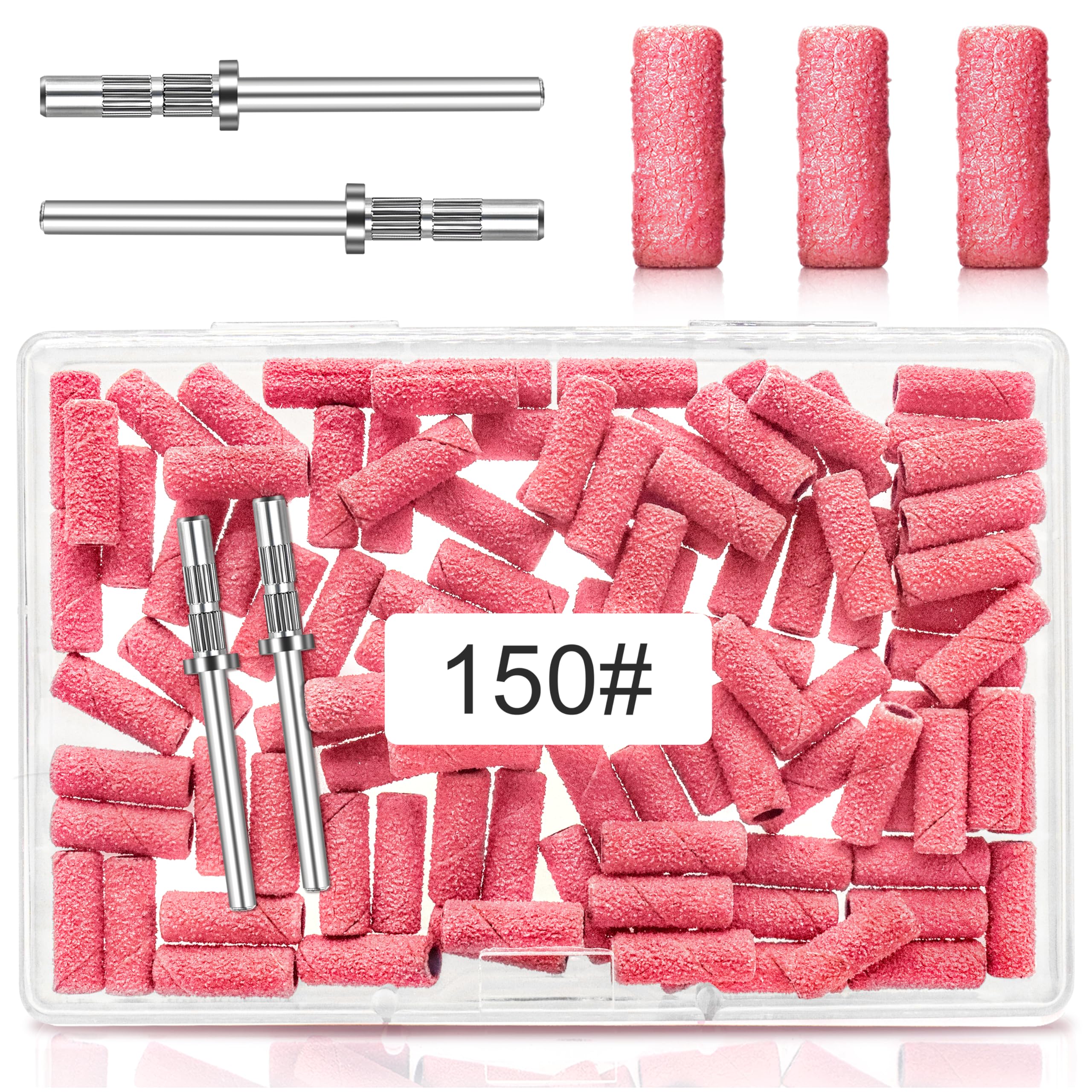 150 Grit Mini Sanding Bands for Nail Drill Bit 100 Pcs - 3.1 MM Professional Manicure and Pedicure Tool With Medium Grit