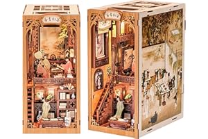 Fsolis Book Nook Kit, DIY Miniature Dollhouse Kit for Adult Decorative Bookend Home Office Bookshelf Decor 3D Wooden Art Craft Model Kit Gift for Women Kids Book Lovers (Chinese Bookstore)