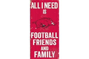 Fan Creations Arkansas Razorbacks 6" x 12" All I Need is Football, Friends, and Family Wood Sign