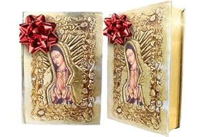 NUESTRA FE Catholic Spanish Bible with Metalic Cover of Our Virgen de Guadalupe Spanish Bible Large Print - Decorations for Catholic Wedding biblia