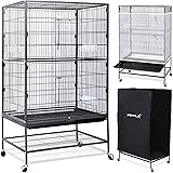 Generic PAJAROO Bird Cage | Large with Stand on Caster Wheels a Mesh Cover and an Oxford Can Be Used as Parakeet Cage, Parrot