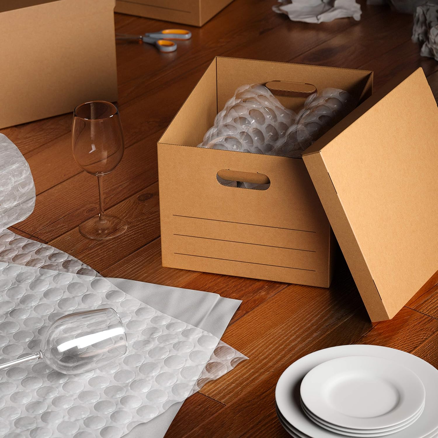  Basics Moving Boxes with Lid and Handles - 15" x 10" x 12", Small, 20-Pack : Office Products