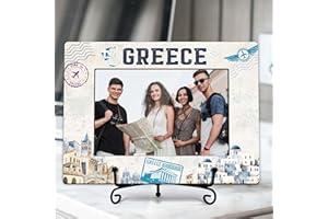 Gsauto Greece Travel Picture Frame, Greek Wedding Honeymoon Souvenirs Gifts Photo Frames with Iron Stand for Home Office Indo