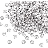 UNICRAFTALE About 300pcs MultiPetal Flower Bead Caps 7mm Stainless Steel Hollow Spacer Caps Metal Bead Cap Spacers for Bracelet Necklace Jewelry Making Stainless Steel Color