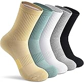 Gonii Women Athletic Crew Socks 5-6 Pairs - Comfort & Cushioned for Running, Hiking, Sports Arch Compression Socks
