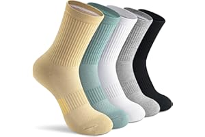 Gonii Women Athletic Crew Socks 5-6 Pairs - Comfort & Cushioned for Running, Hiking, Sports Arch Compression Socks