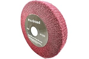 Pro-Graad 6” x 1” x 1” Arbor Red Bench Grinder Polishing Wheel, 320 Grit, Tight Weave, Great for refurbishing Golf Clubs and Metal, Non-Woven Wheel for Copper, Metal, Finishing, and Burnishing