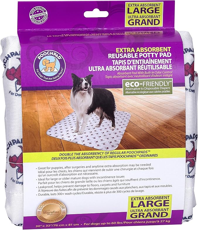 PoochPad Reusable Potty Pads for Mature Dogs Extra Absorbent, Large 30