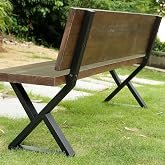 BOTAOYIYI 16" Triangle Bench Legs with Backrest Bracket, Set of 2 | Metal chair base, for wood slabs &amp; butcher blocks, indoor/outdoor DIY, heavy duty steel, angled backrest support, set of 2