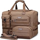 WITZMAN Duffle Bag for Men 50L Canvas Weekender Overnight Bag with Toiletry Bag Sets Travel Duffel Bag Shoes Compartment(A8010-2 Brown)