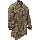 Shopoholic Fashion Mens Stonewashed Printed Patch Hippie Shirt