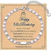IKIATY 6-21 Years Old Girls Birthday Gifts, Tiny Beaded Bracelets Gifts for Daughter Granddaughter Niece Friends with Happy 6th-21st Birthday Card