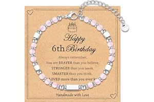 IKIATY 6-21 Years Old Girls Birthday Gifts, Tiny Beaded Bracelets Gifts for Daughter Granddaughter Niece Friends with Happy 6th-21st Birthday Card