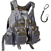 YOYOFCL Fly Fishing Vest for Men Women, Comfortable Adjustable Fishing Vest with Multi-Pockets Reflective Stripes, Green+Gray