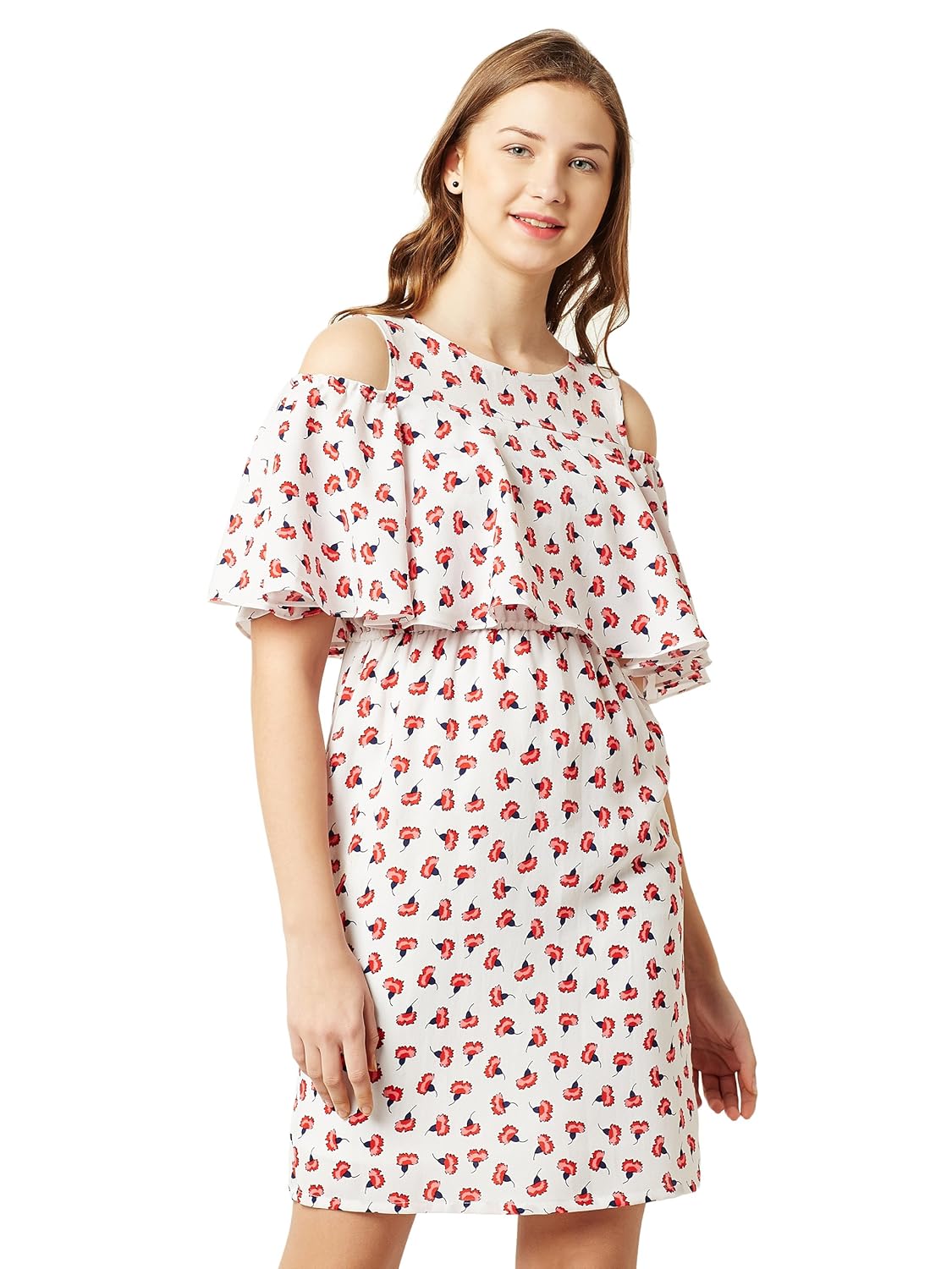 miss chase women's multicolored cold shoulder floral print dress