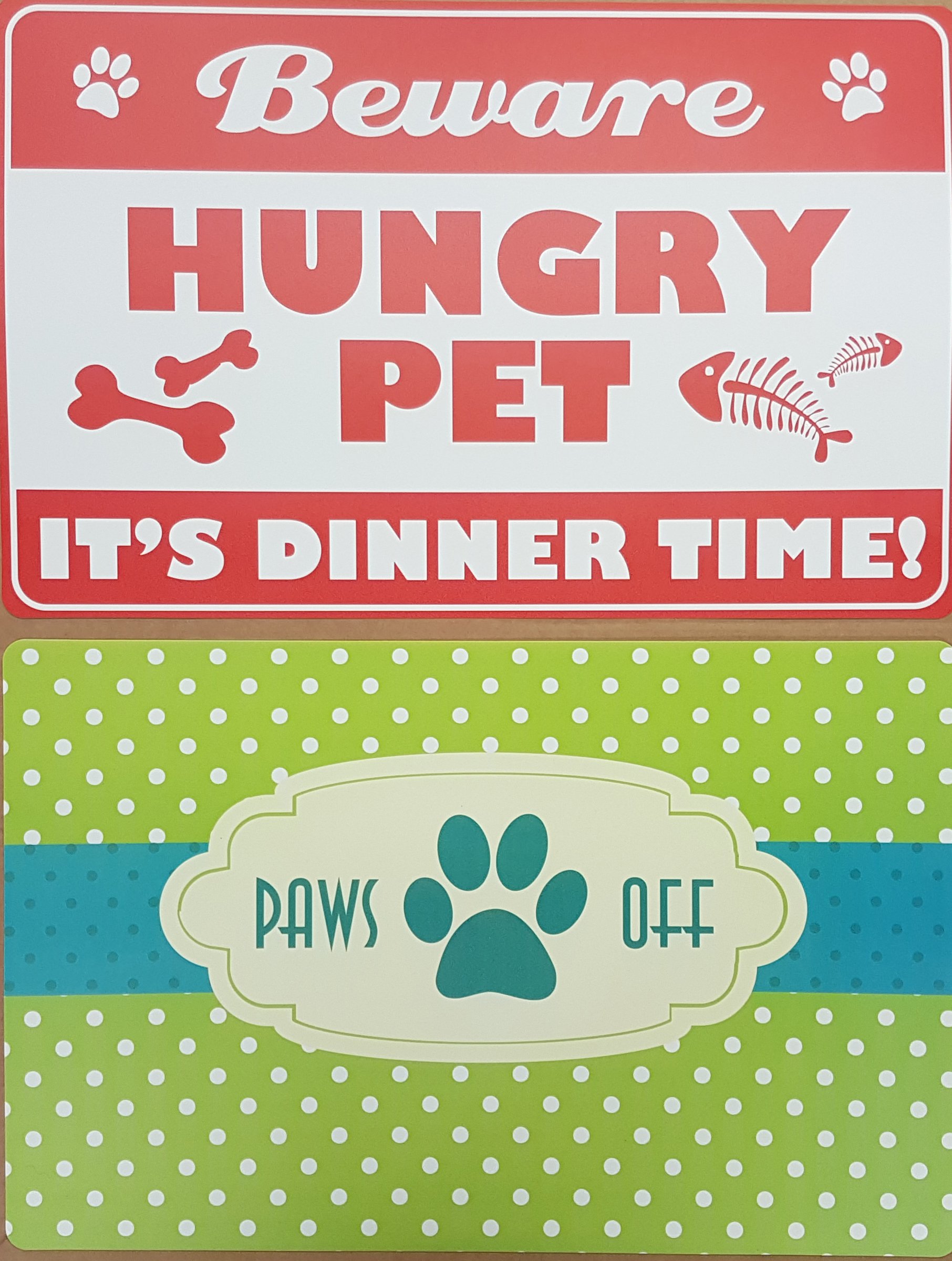 2 X Pet Dog Or Cat Feeding Placemats Mats 2 Different Designs 43.5 x 28 cm approx