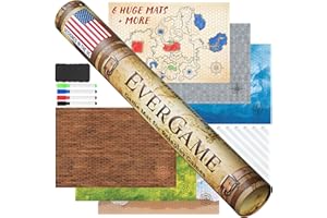 EverGame - Dungeons & Dragons Game Mats - 24x36 - Ultimate DND Board Game Battle Maps w/ 6 Unique Terrains & Storage Tube - 1" Hex Grid - Epic Role Playing Gaming Experience