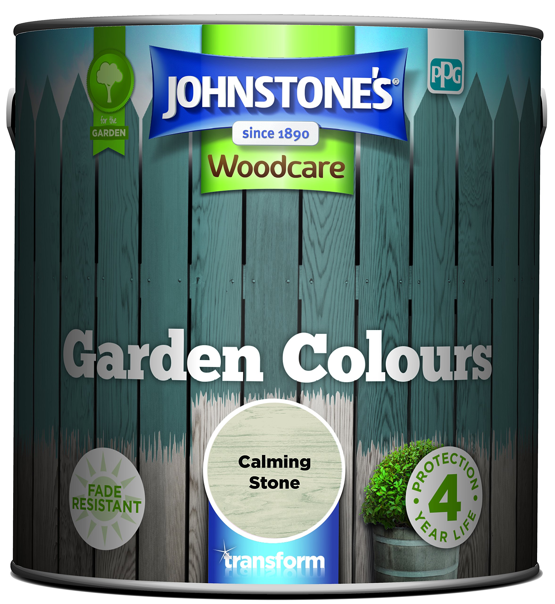 Johnstone’s - Garden Colours - Calming Stone - Exterior Wood Paint - Fade Resistant - Suitable for Garden Furniture Outdoors - Fence Paint - Dry in 2 hours - 12m2 Coverage per Litre - 2.5L